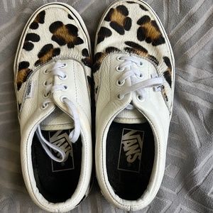 Brown cow print vans